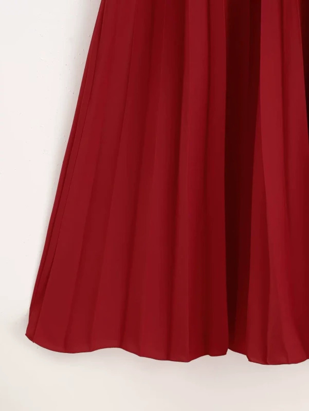 Red Crushed Long Sleeve Collared Dress for Spring